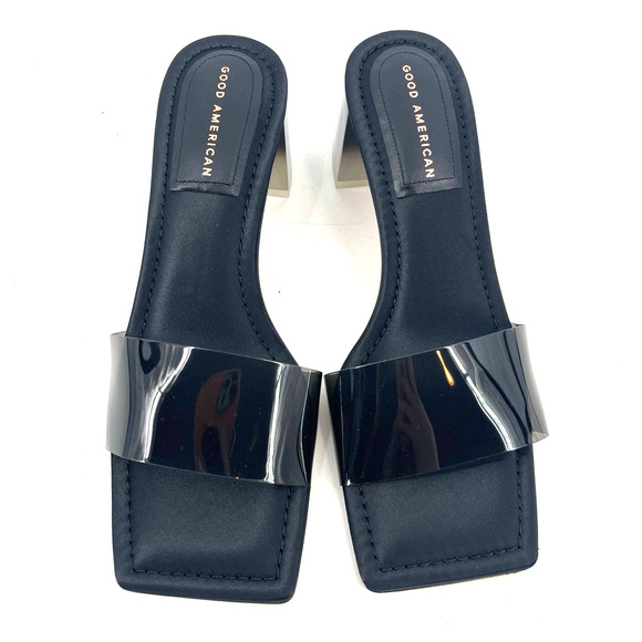 Good American Block Heel Slide Sandal Black 001 Size 10 GA119K-X - Picture 2 of 9